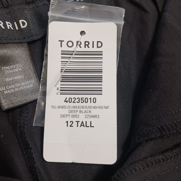 Torrid Wide Leg Studio Linen High Rise Pant Black Size 12 TALL Trousers NWT - Picture 10 of 15